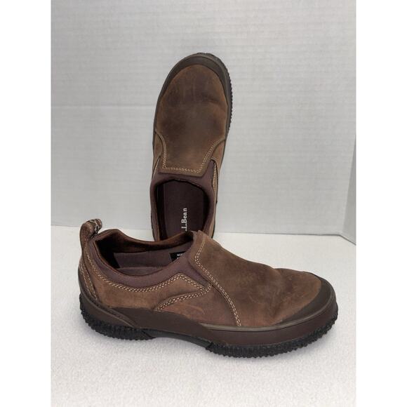LL Bean Shoes Womens 8.5 M Brown Suede Leather Comfort Mocs Slip On Walking EUC - Picture 1 of 9